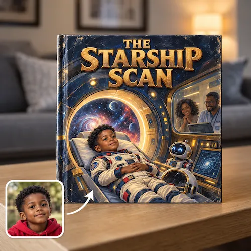 Book to prepare a child for an MRI, The Starship Scan: a boy in an astronaut suit lies in a scanner imagined as a starship